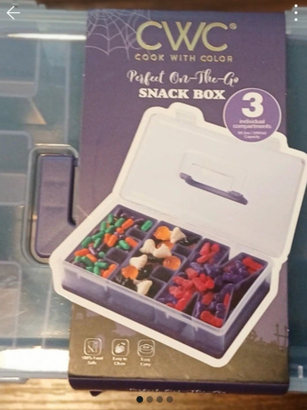 Cook With Color Purple Snack Box - 3-Compartment On-The-Go Organizer